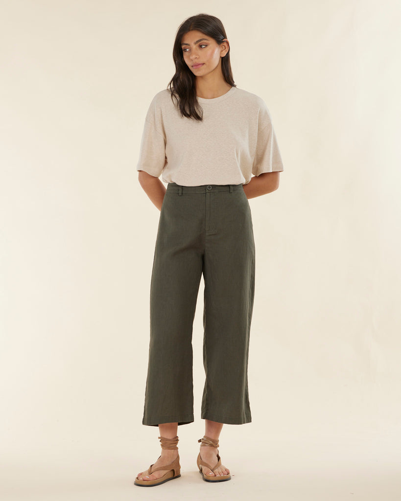 Barossa Linen Pant - Moss - Second Image
