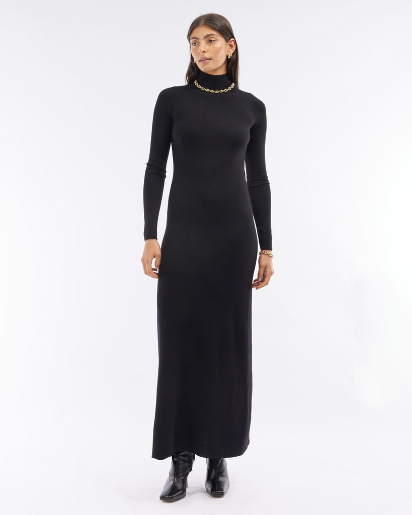 Blair Backless Knit Dress - Black