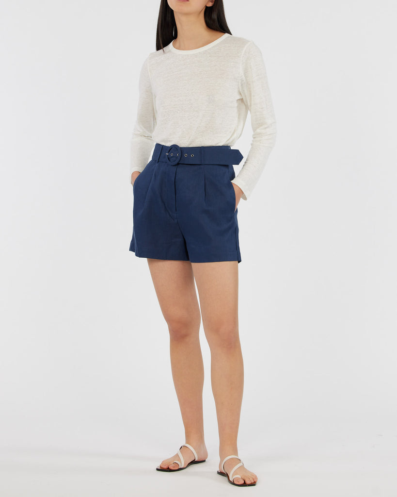 Brydie Linen Short - Navy - Second Image