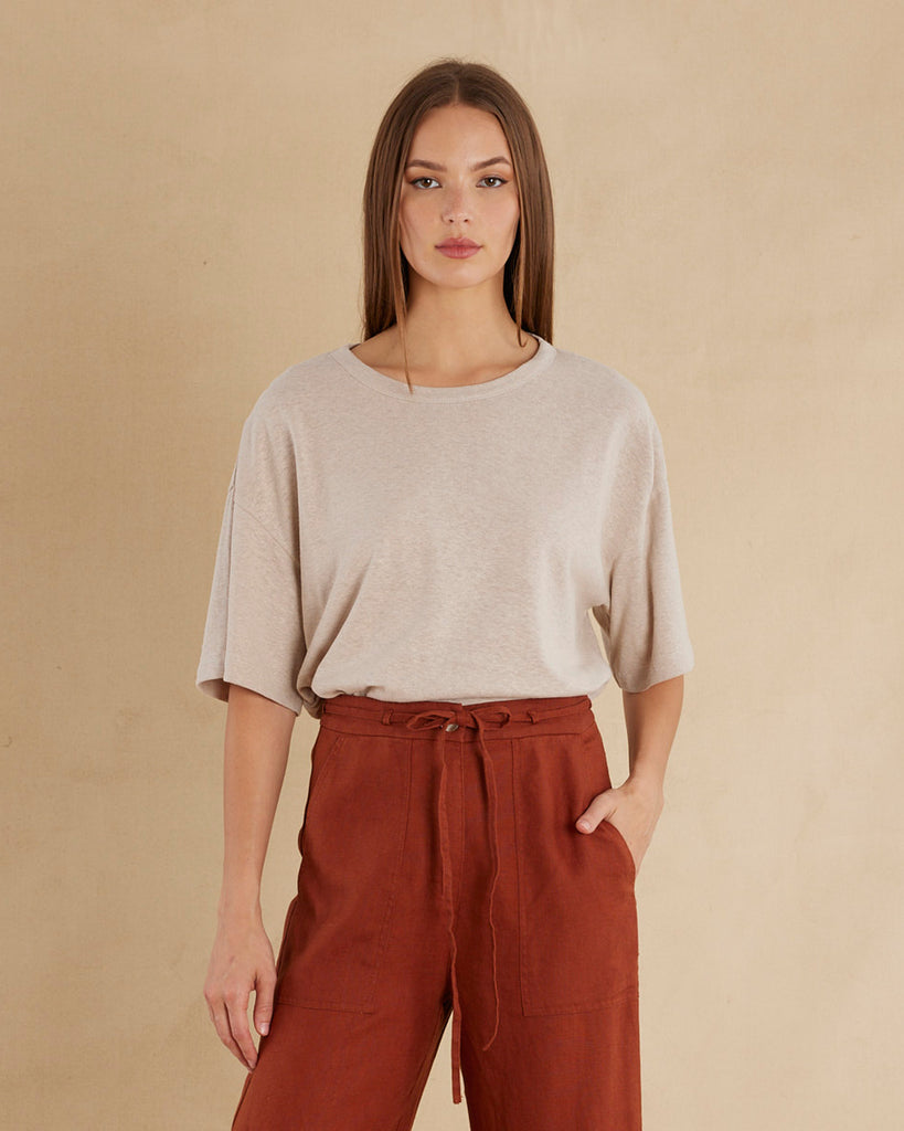 Bondi Crew Neck Tee - Natural