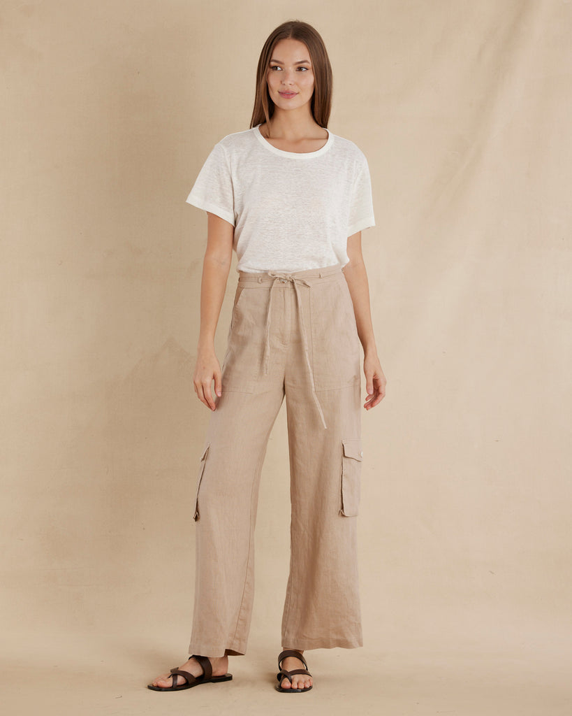 Ciel Linen Cargo Pant - Sand - Second Image