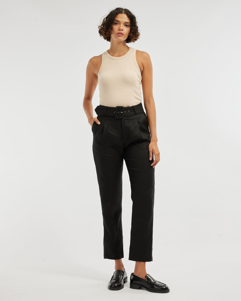 Azure Linen Pant - Black