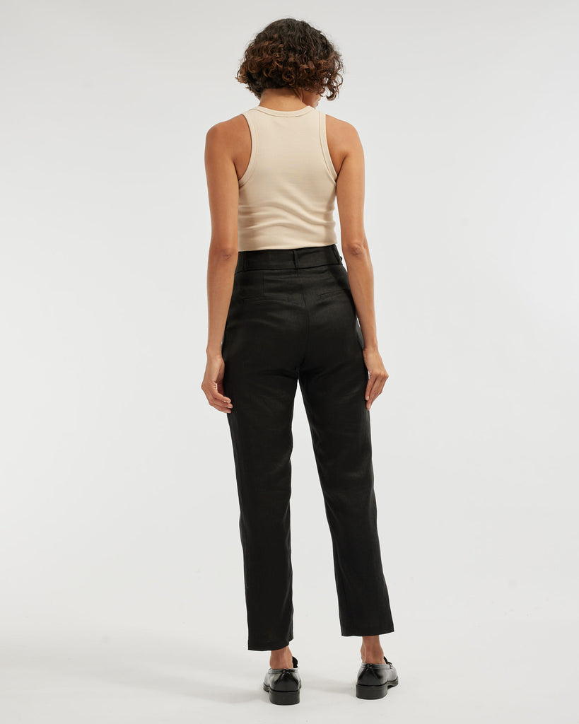 Azure Linen Pant - Black - Second Image