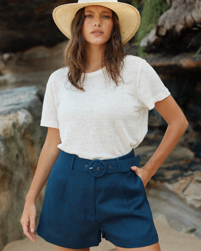Brydie Linen Short - Navy
