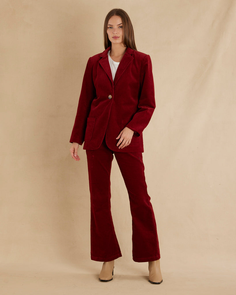 Flavie Corduroy Blazer - Mahogany - Second Image