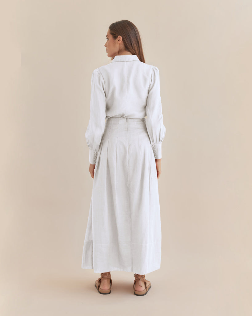 Helene Ramie Draped Skirt - White - Second Image