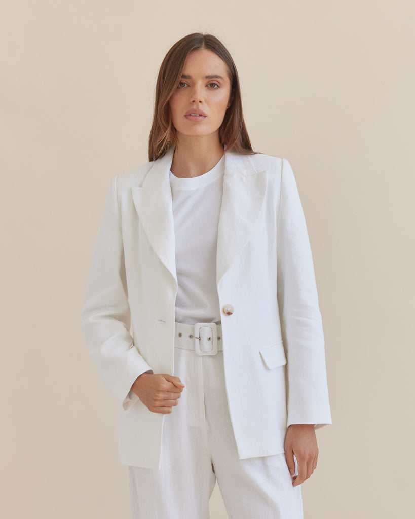 Katrina Linen Blazer - Ivory - Second Image