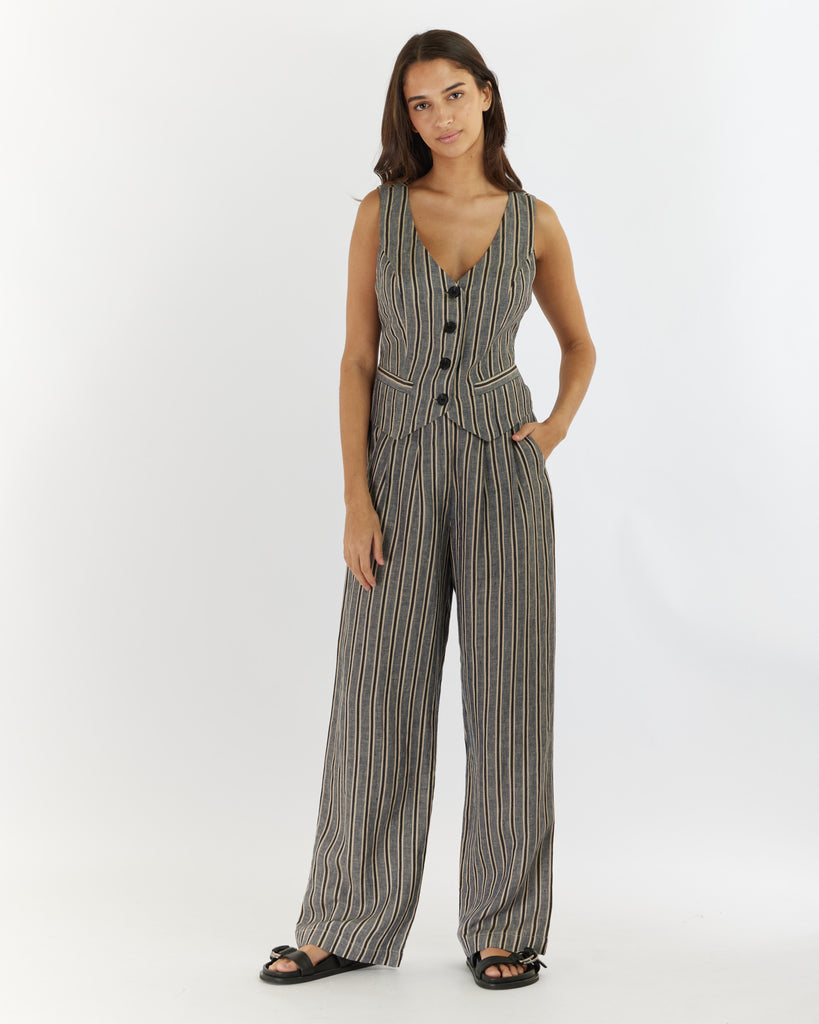 Set Sail Linen Stripe Vest - Second Image