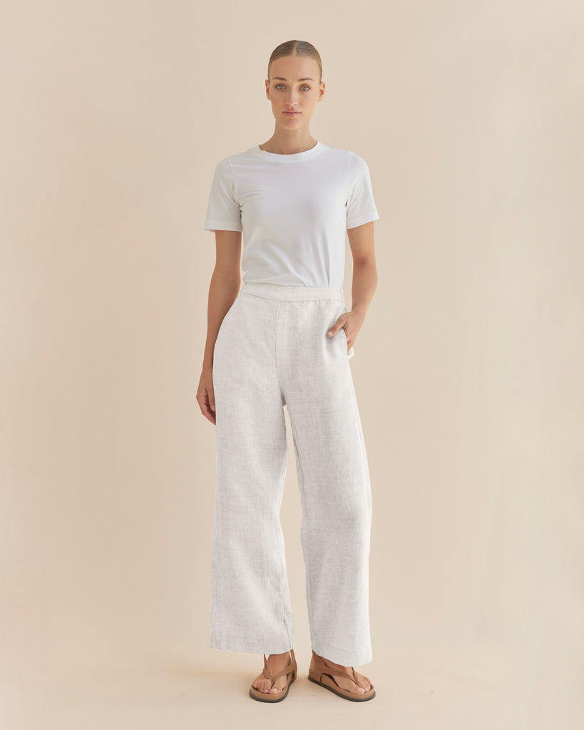 Mabel Linen Pant - White