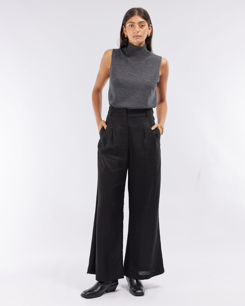 Bridgette Linen Pant - Black