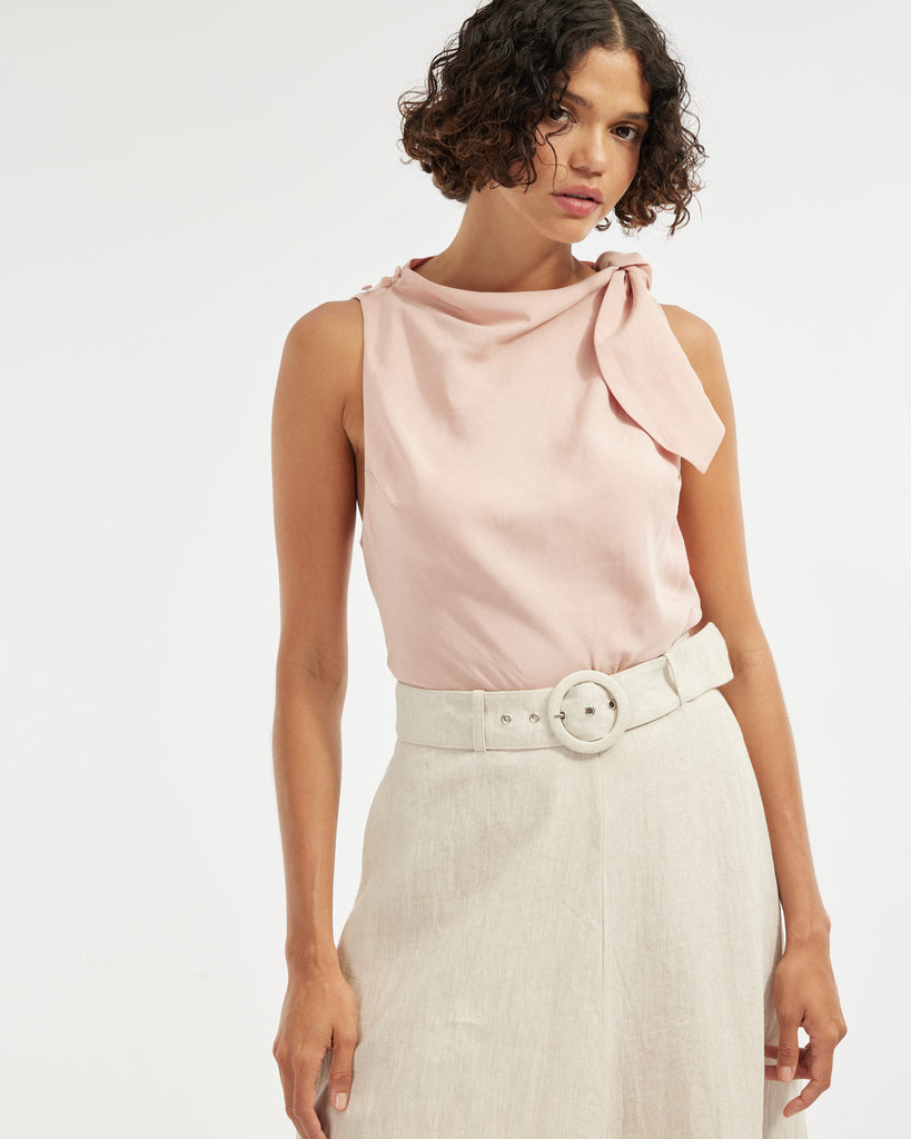Tessa Shoulder Knot Top - Blush