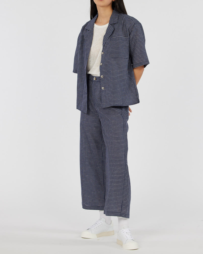 Virtuous Check Oversized Shirt - Navy - Second Image