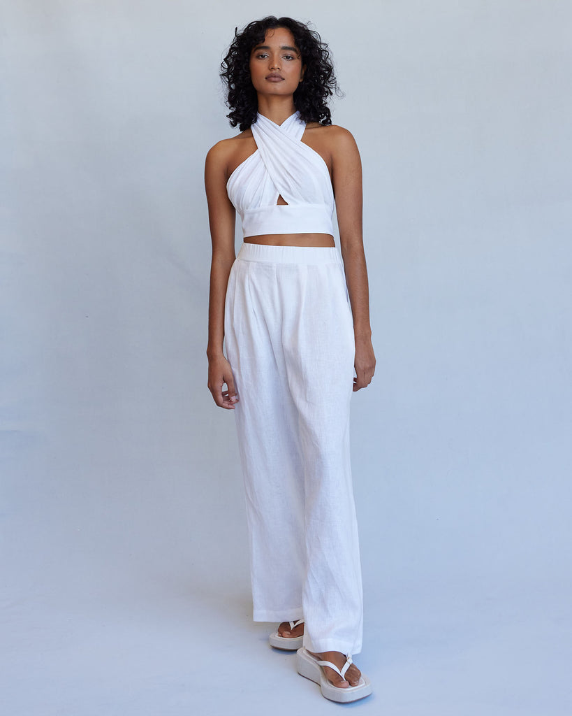 Amrita Linen Halter Top - White - Second Image