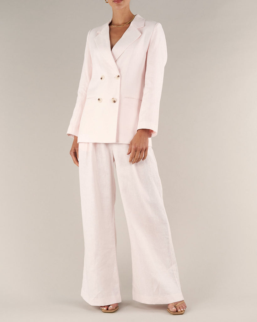 Azure Linen Blazer - Rosewater - Second Image