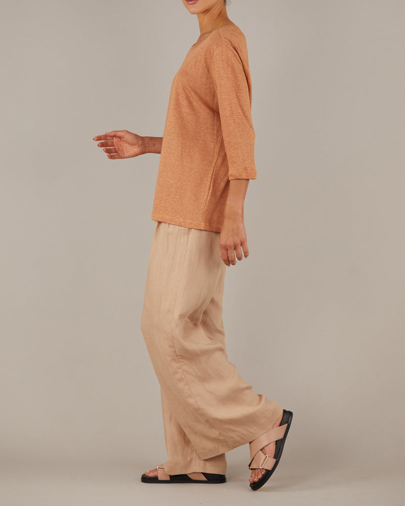 Bronte Linen Jersey Top - Rust - Second Image