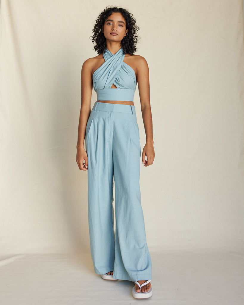 Bridgette Linen Pant - Duckegg Blue - Second Image