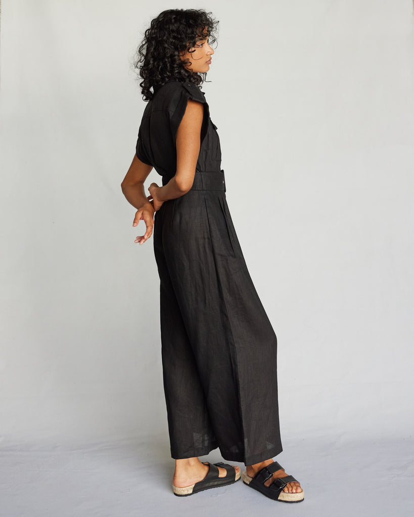 Esra Utility Jumpsuit - Black - Second Image