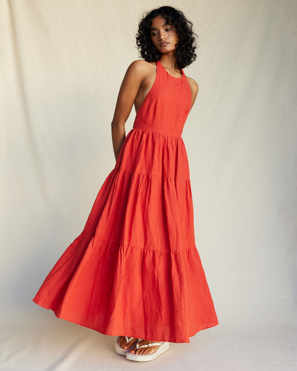 tularosa orange dress Tularosa Tara Midi Dress in Orange Women Size Small Summer Adjustable Straps