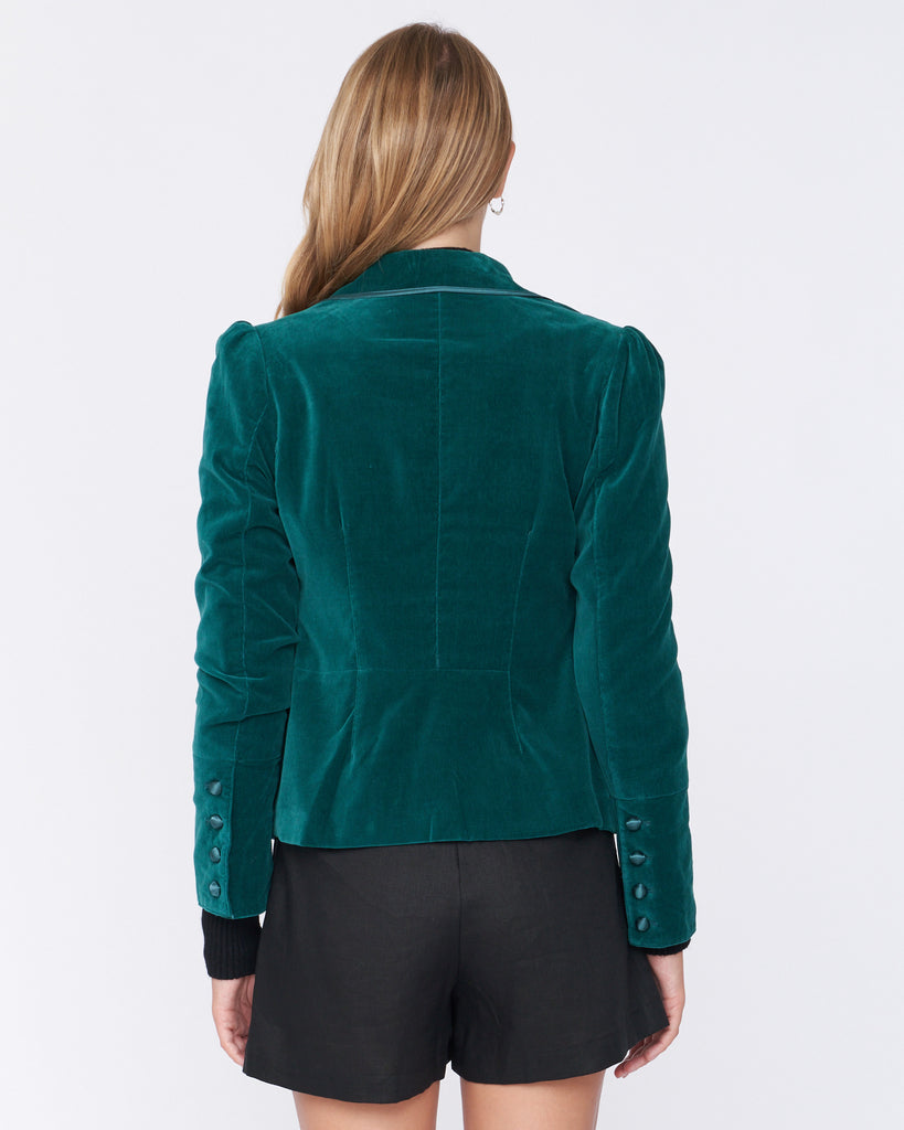 Margaret Velvet Pintuck Blazer - Teal - Second Image