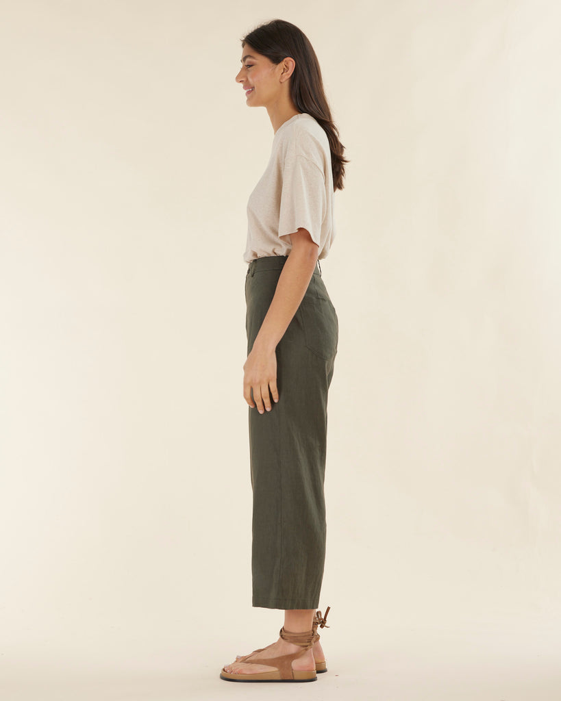 Barossa Linen Pant - Moss - Second Image