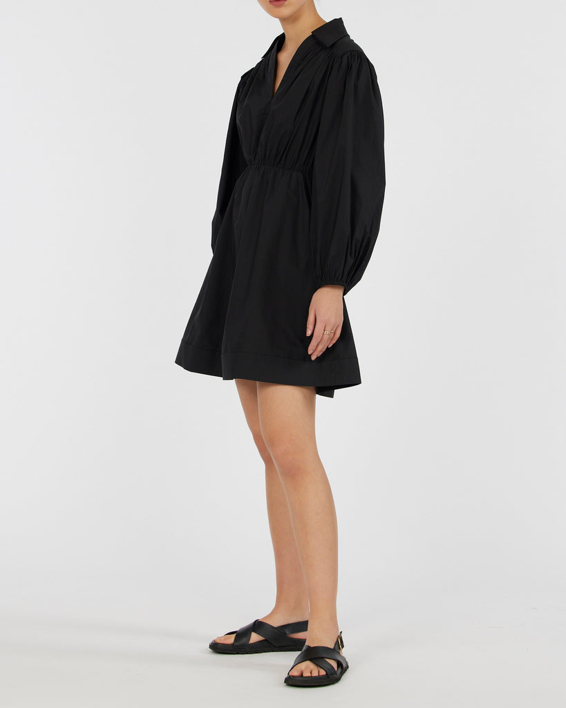 Sample - Tahlia Cotton Poplin Mini Dress - Black - Second Image