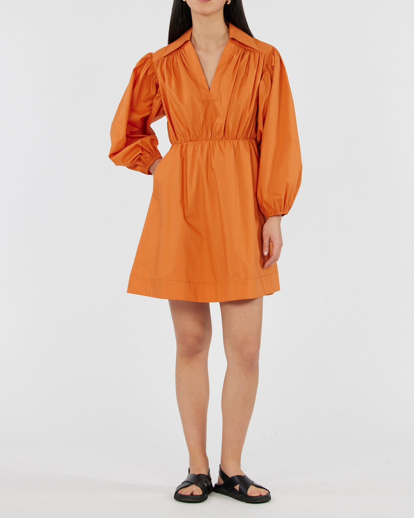 Sample - Tahlia Cotton Poplin Mini Dress - Mandarin