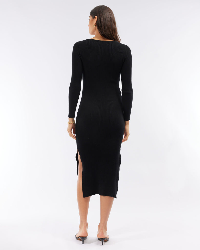 Afina Knit Dress - Black - Second Image