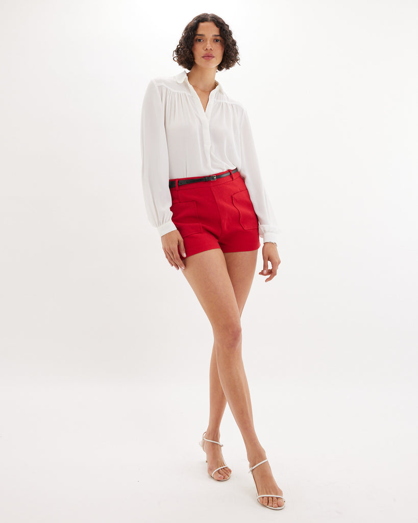 Alba High Waist Mini Short - Red