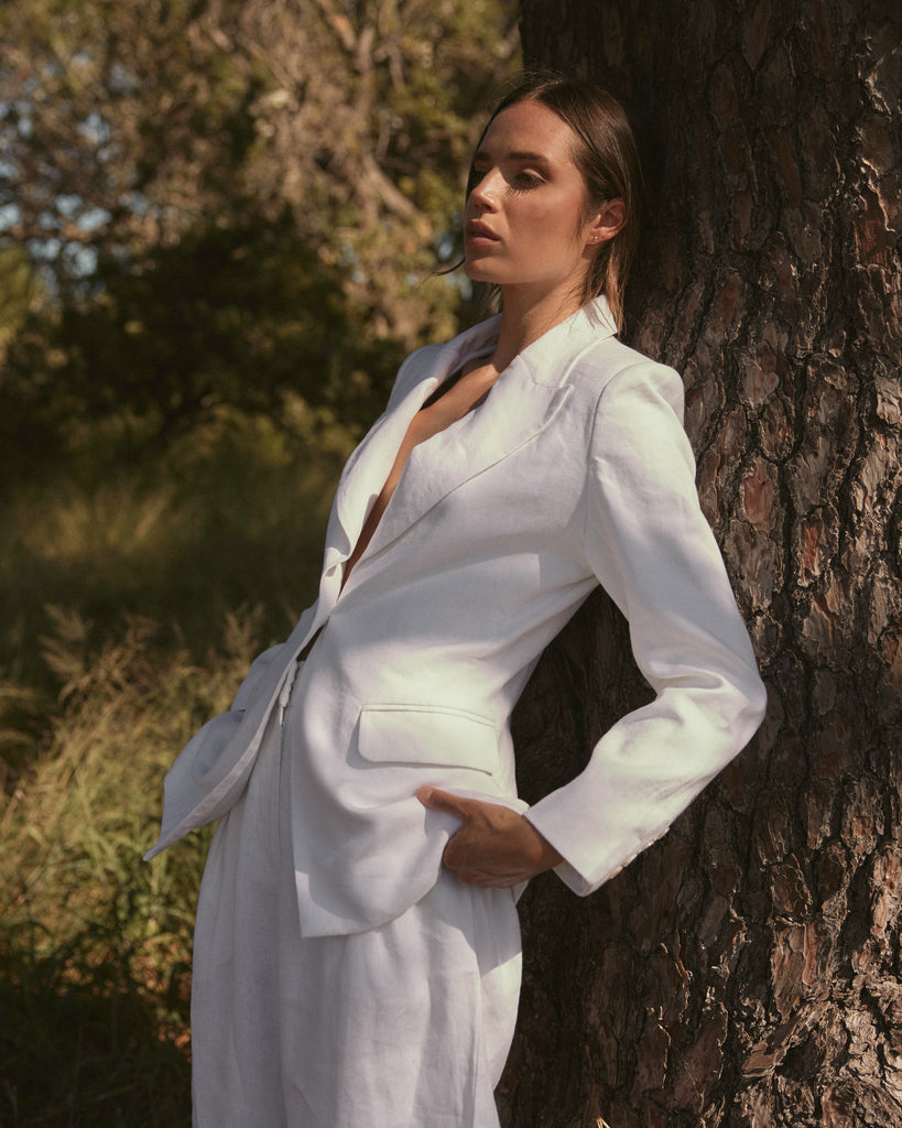 Katrina Linen Blazer - Ivory