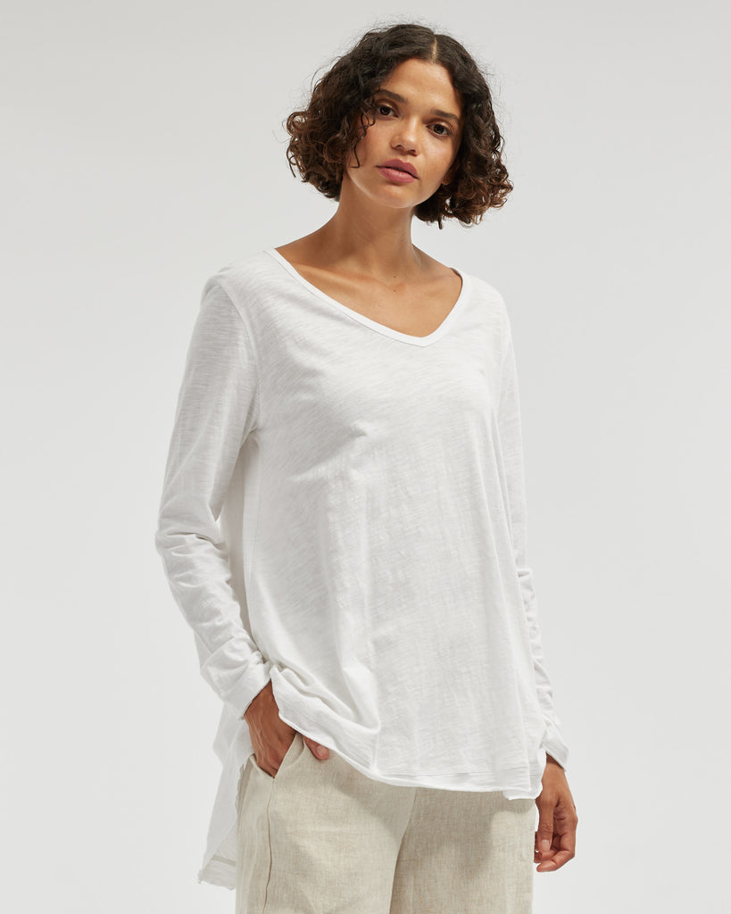 Andie Long Sleeve Tunic Top - White