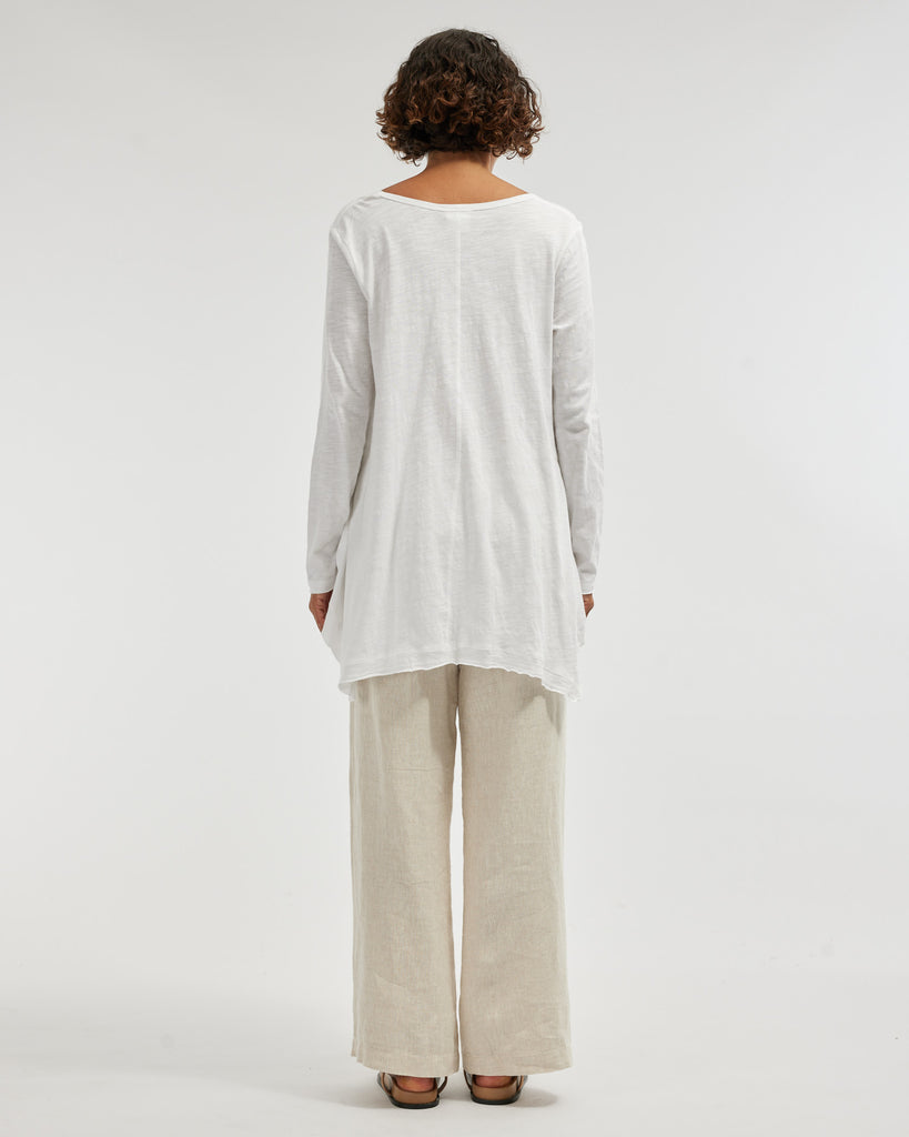 Andie Long Sleeve Tunic Top - White - Second Image