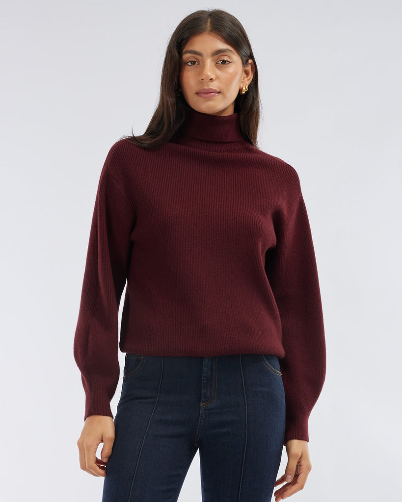 Aveline Turtleneck Knit - Burgundy