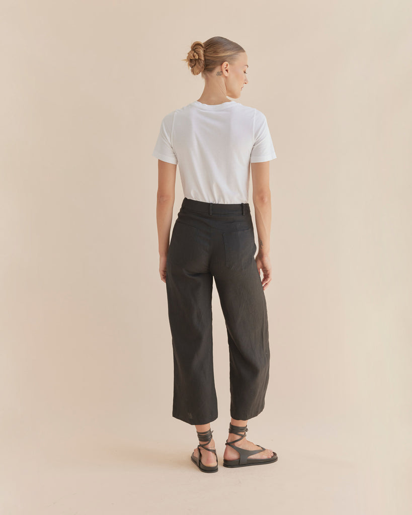 Barossa Linen Pant - Black - Second Image