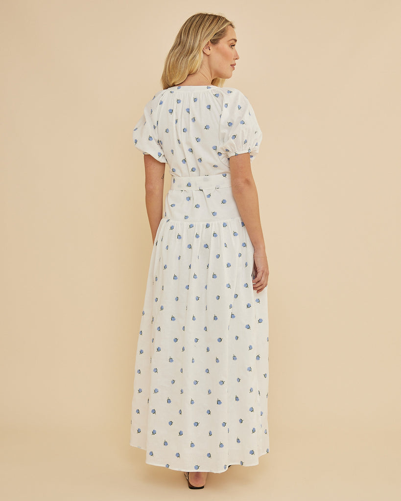 Bea Embroidered Puff Sleeve Maxi Dress - Second Image