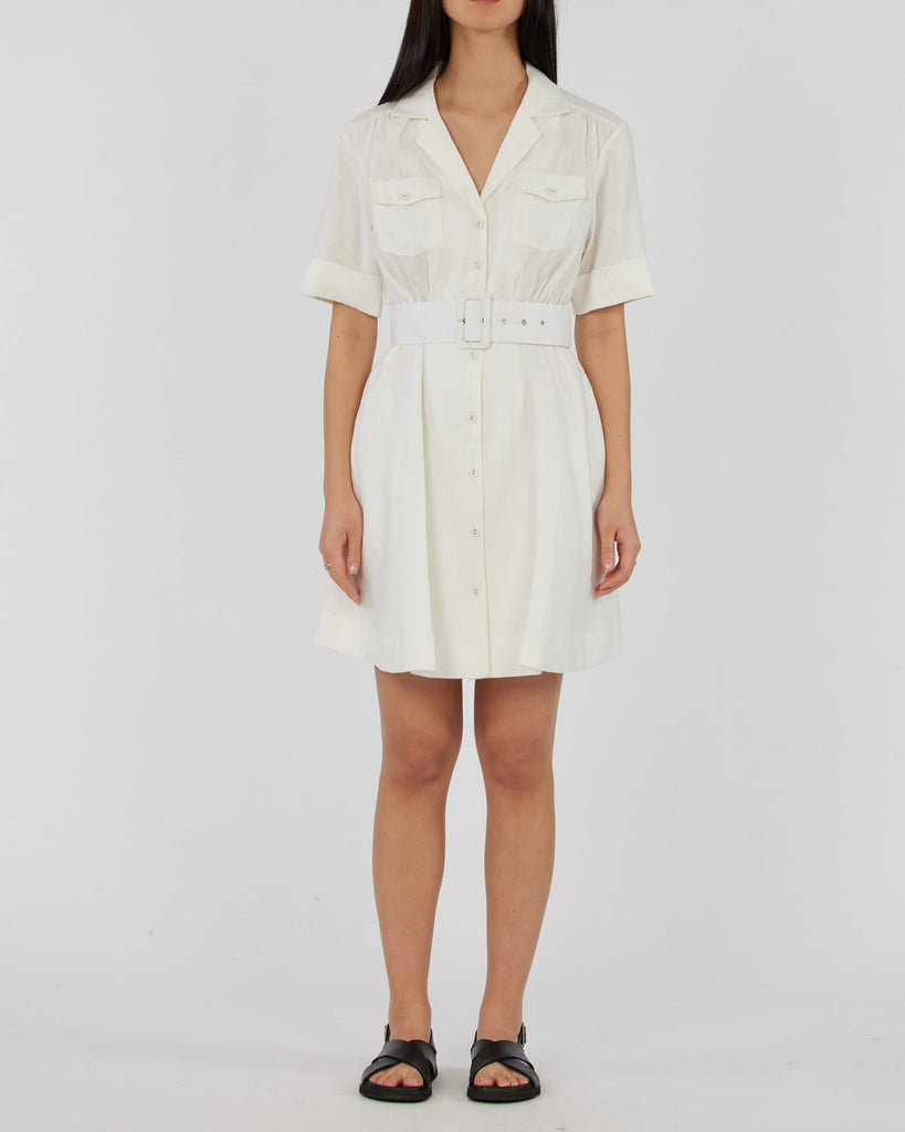 Cadence Linen Mini Dress - White