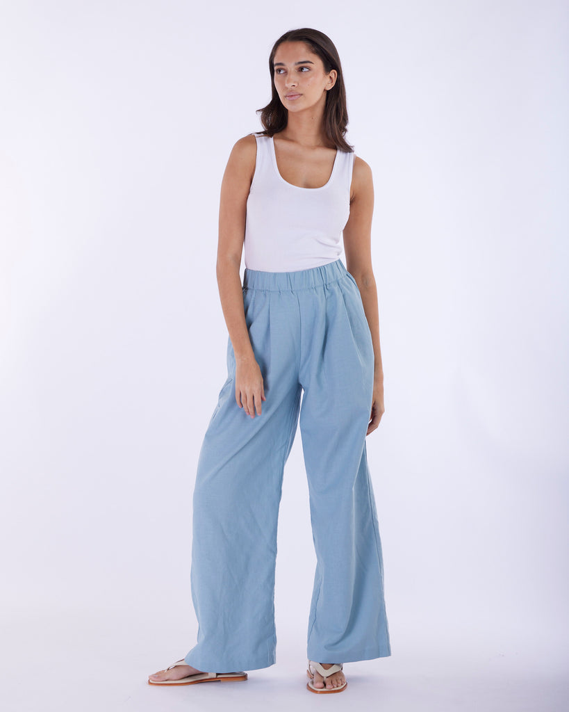 Cancun Linen Pant - Duckegg Blue - Second Image