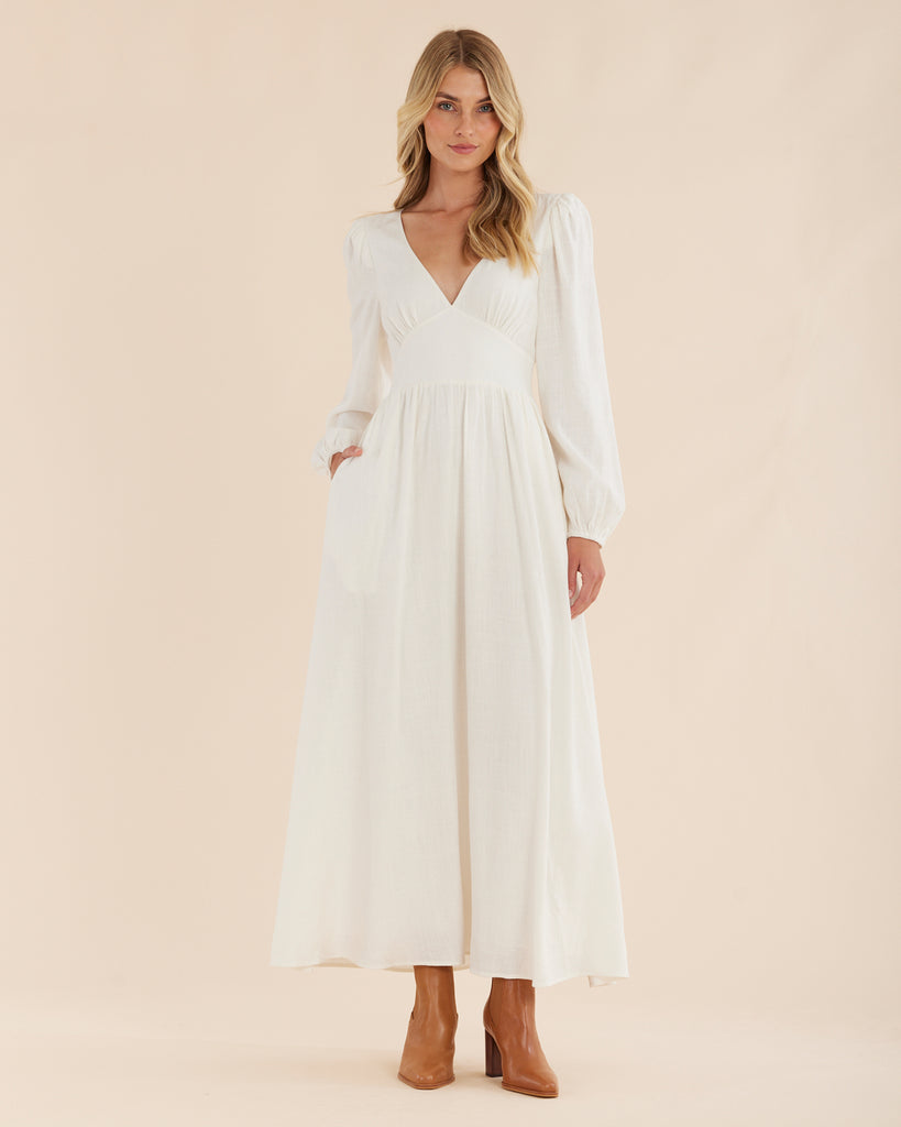 Chelsea V Neck Maxi Dress - Ivory