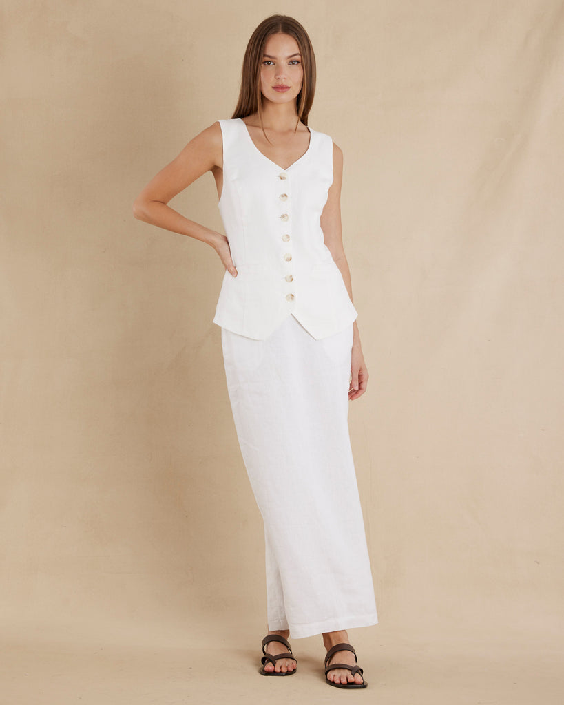 Ciel Linen Waistcoat - White - Second Image