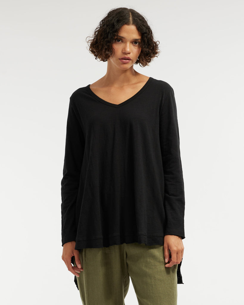 Andie Long Sleeve Tunic Top - Black