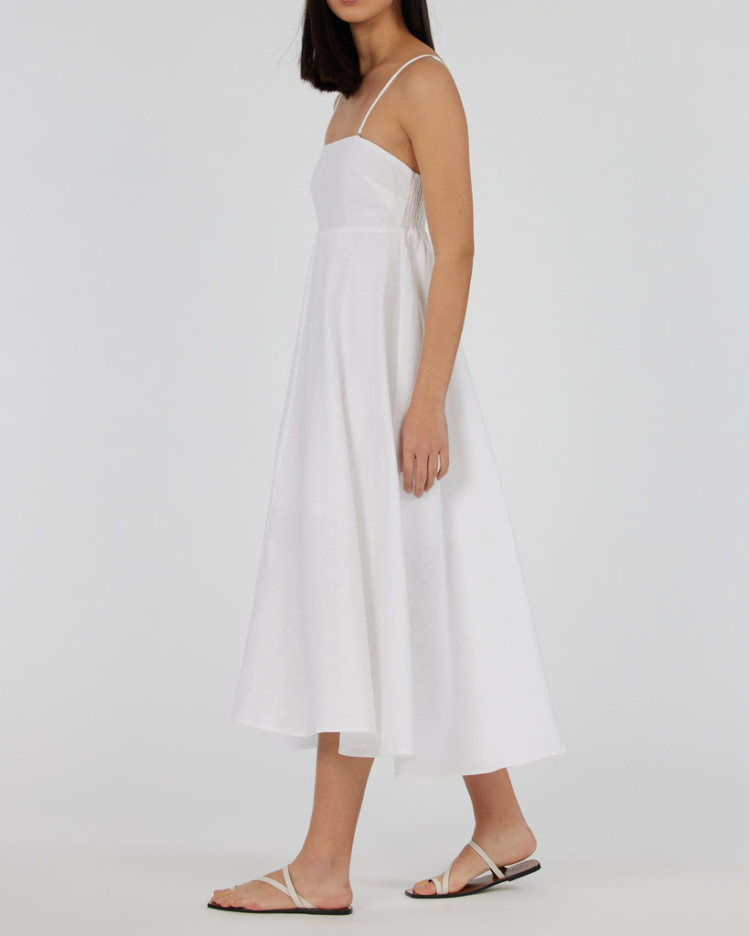Corinna Linen Midi Dress - White - Second Image