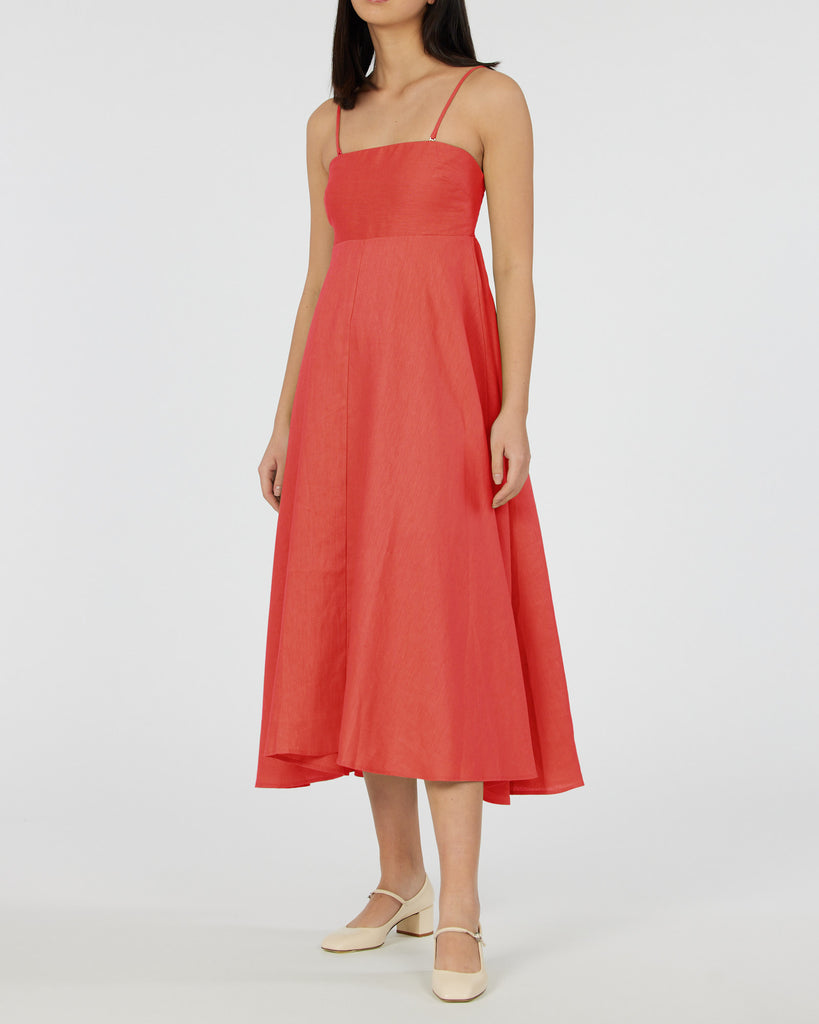 Corinna Linen Midi Dress - Poppy - Second Image