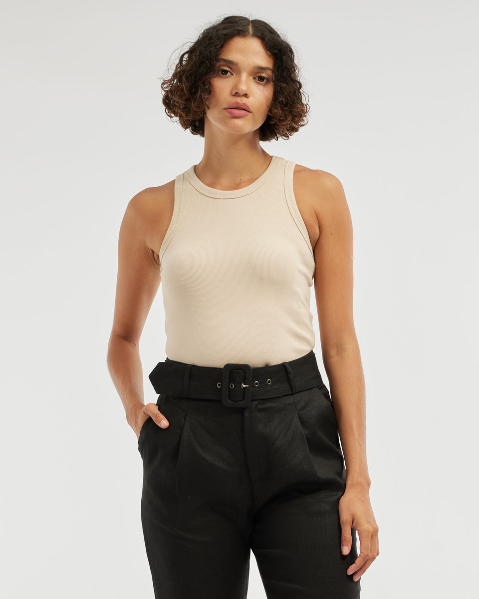 Daria Ribbed Tank - Hummus – Amelius
