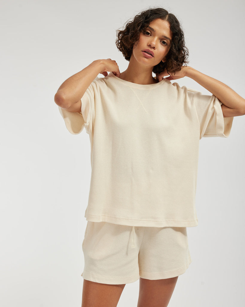 Laurie Waffle Tee - Cream