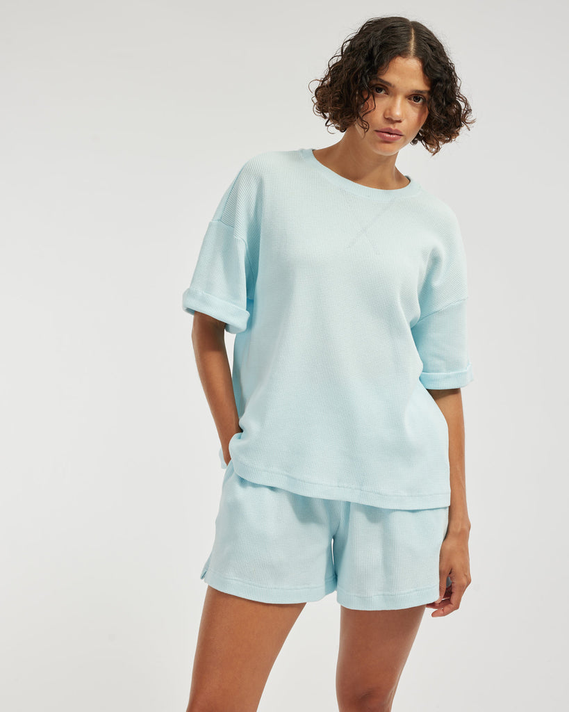 Laurie Waffle Tee - Sky Blue