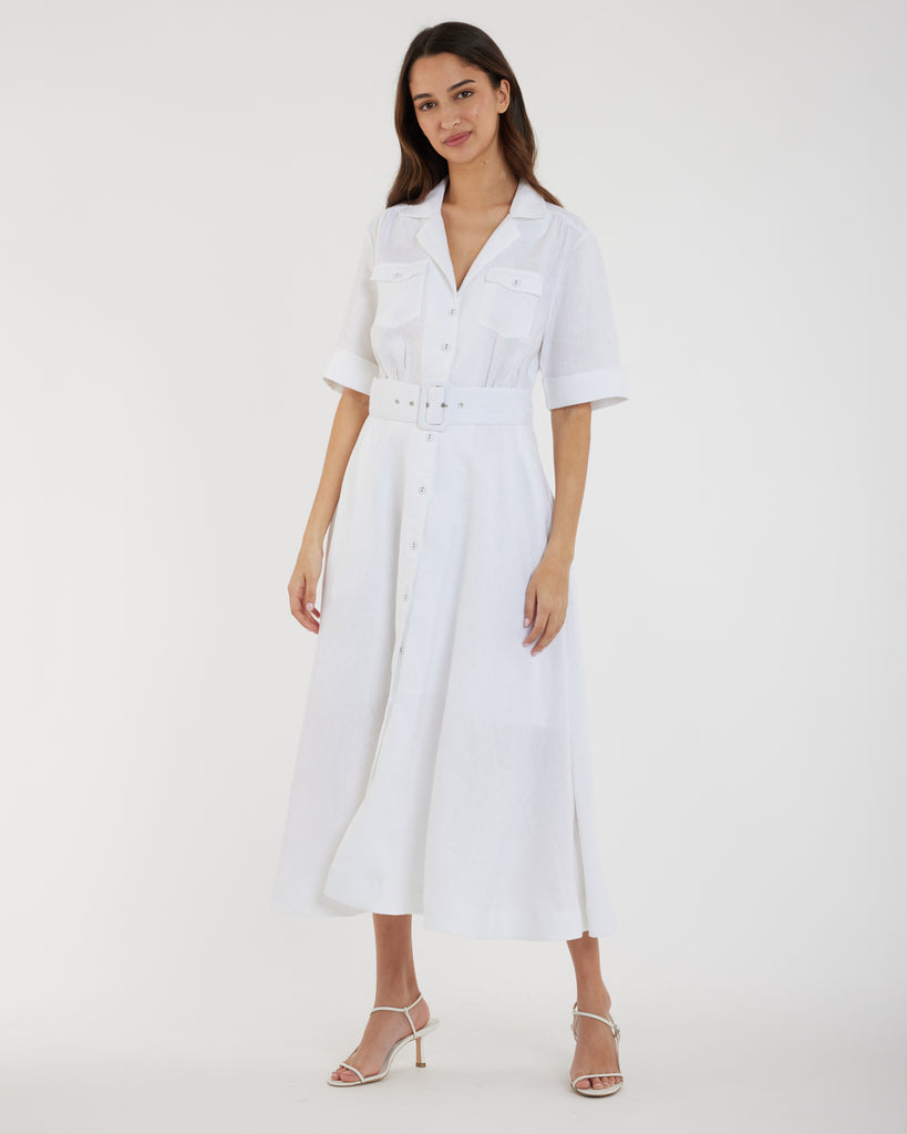 Cadence Linen Dress - White