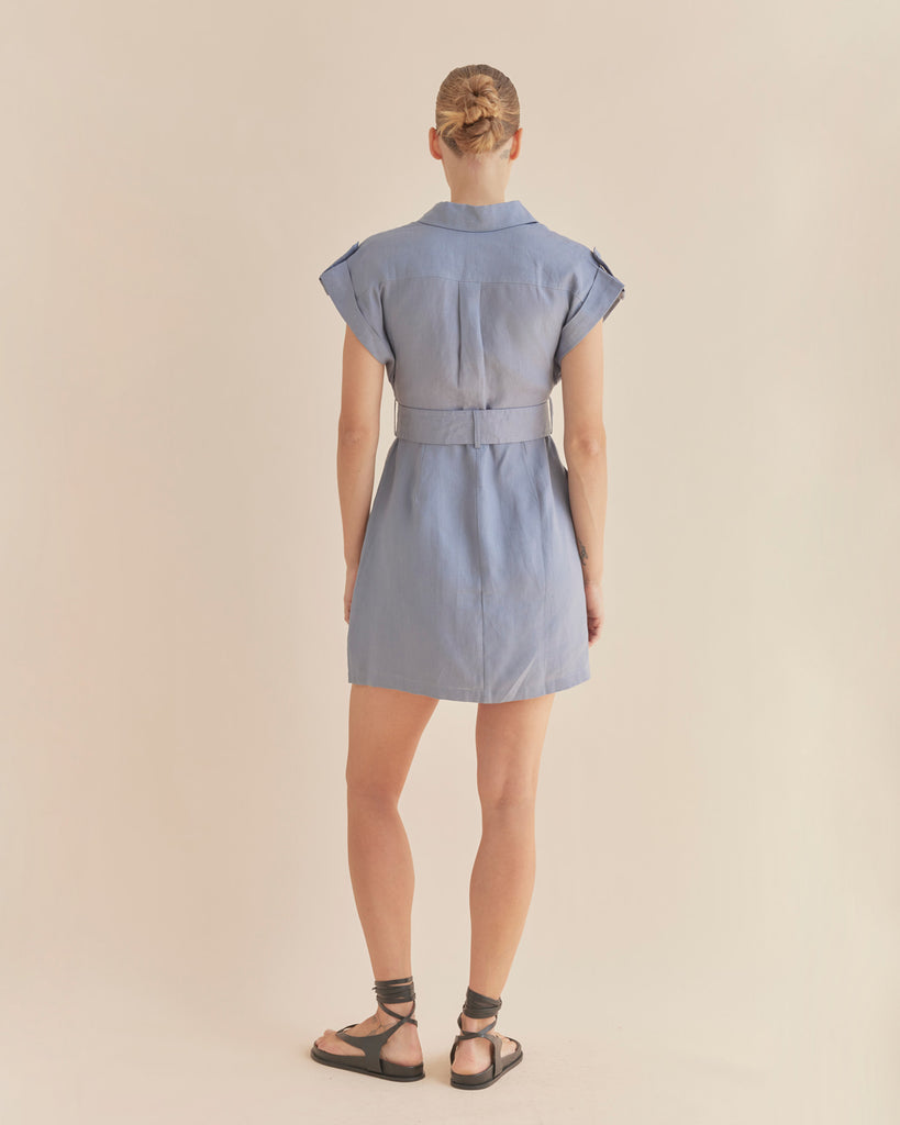 Esra Utility Mini Dress - Lazuli - Second Image