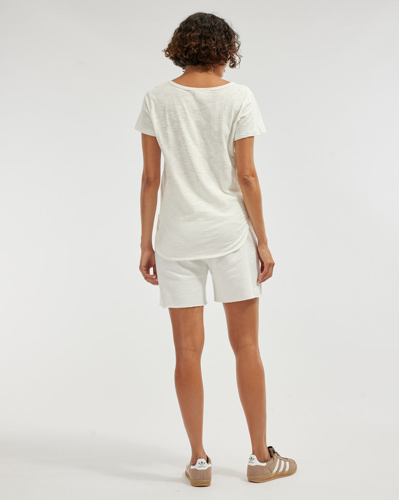 Fallon Rounded Hem Tee - White - Second Image