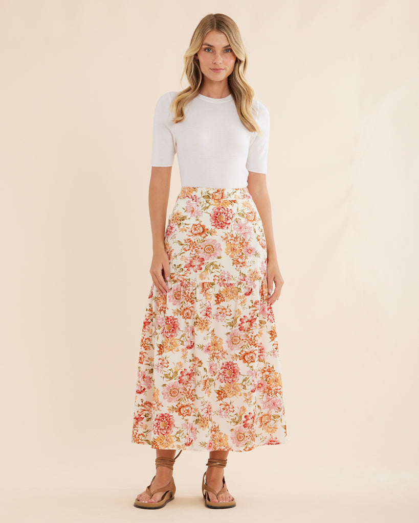 Florine Tiered Midi Skirt