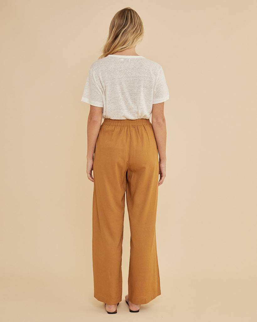 Francesca Pleated Pant - Ochre - Second Image