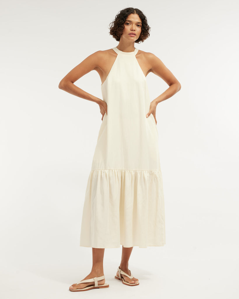 Frankie Tie Neck Maxi Dress - Cream